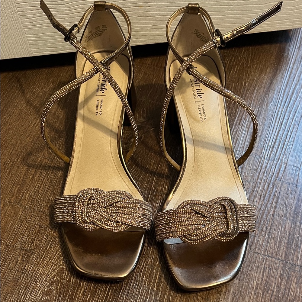 Life Stride Gold Strappy Heels